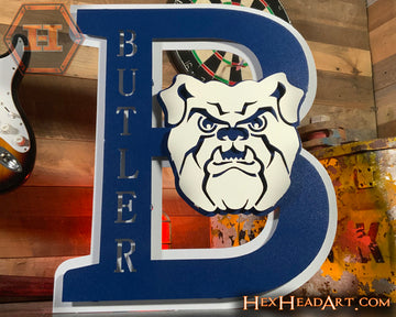 Butler " B with Bulldog" 3D Metal Wall Art
