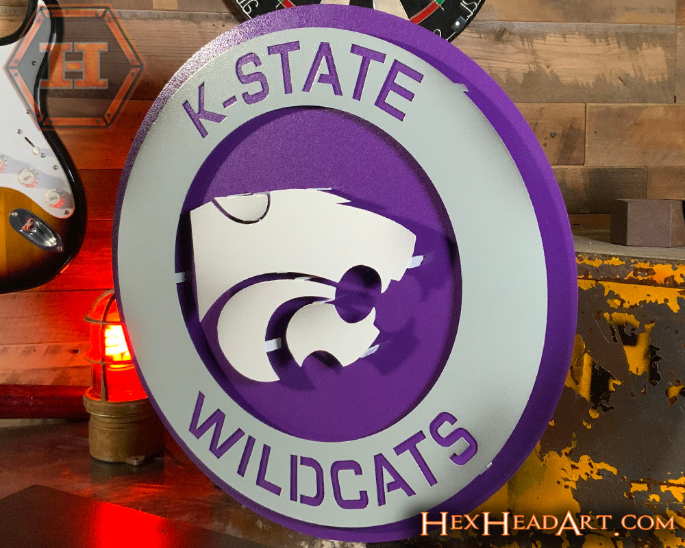 Kansas State Wildcats 3D Roundel Vintage Metal Wall Art