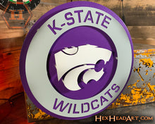 Load image into Gallery viewer, Kansas State Wildcats 3D Roundel Vintage Metal Wall Art
