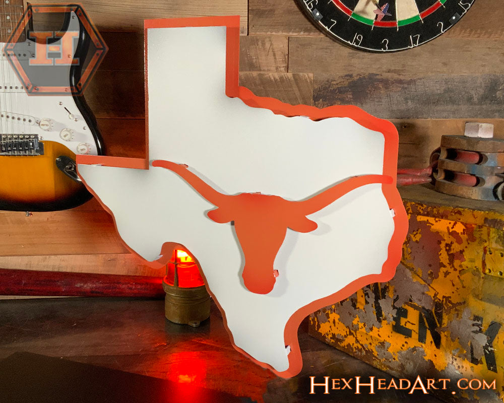 Texas Longhorns "Longhorn on State" 3D Vintage Metal Wall Art