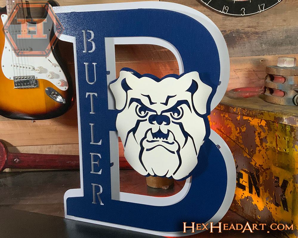 Right Side Butler " B with Bulldog" 3D Metal Wall Art