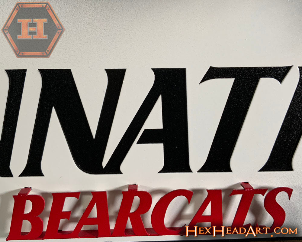Close up Cincinnati Bearcats Wordmark 3D Metal Wall Art