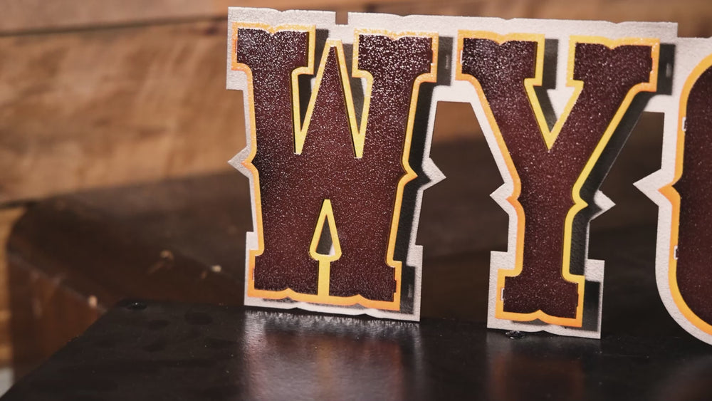 Wyoming Cowboys Wordmark 3D Vintage Metal Wall Art