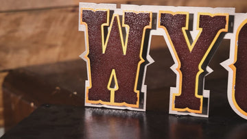Wyoming Cowboys Wordmark 3D Vintage Metal Wall Art
