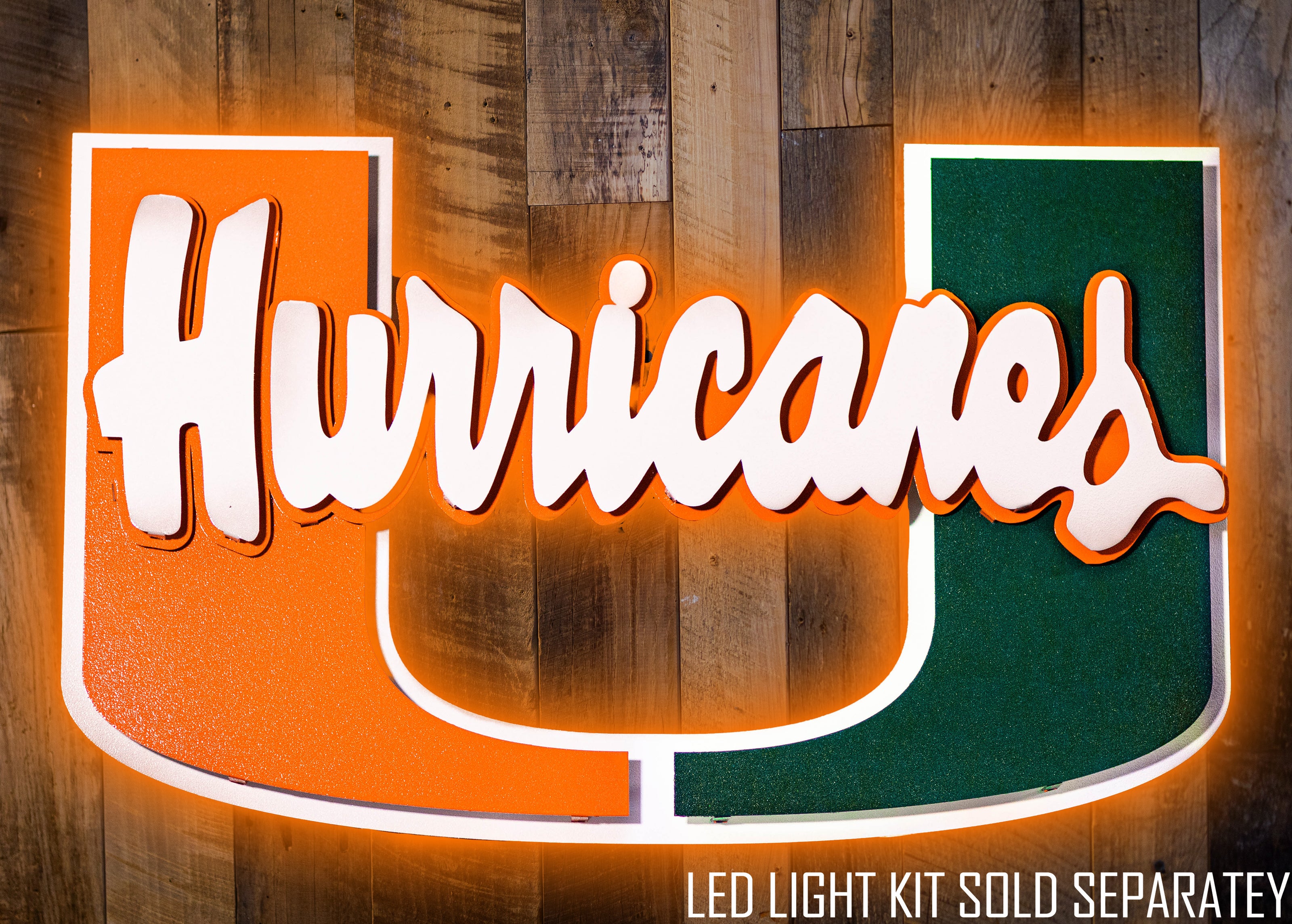 Miami "Hurricanes on U" 3D Vintage Metal Wall Art