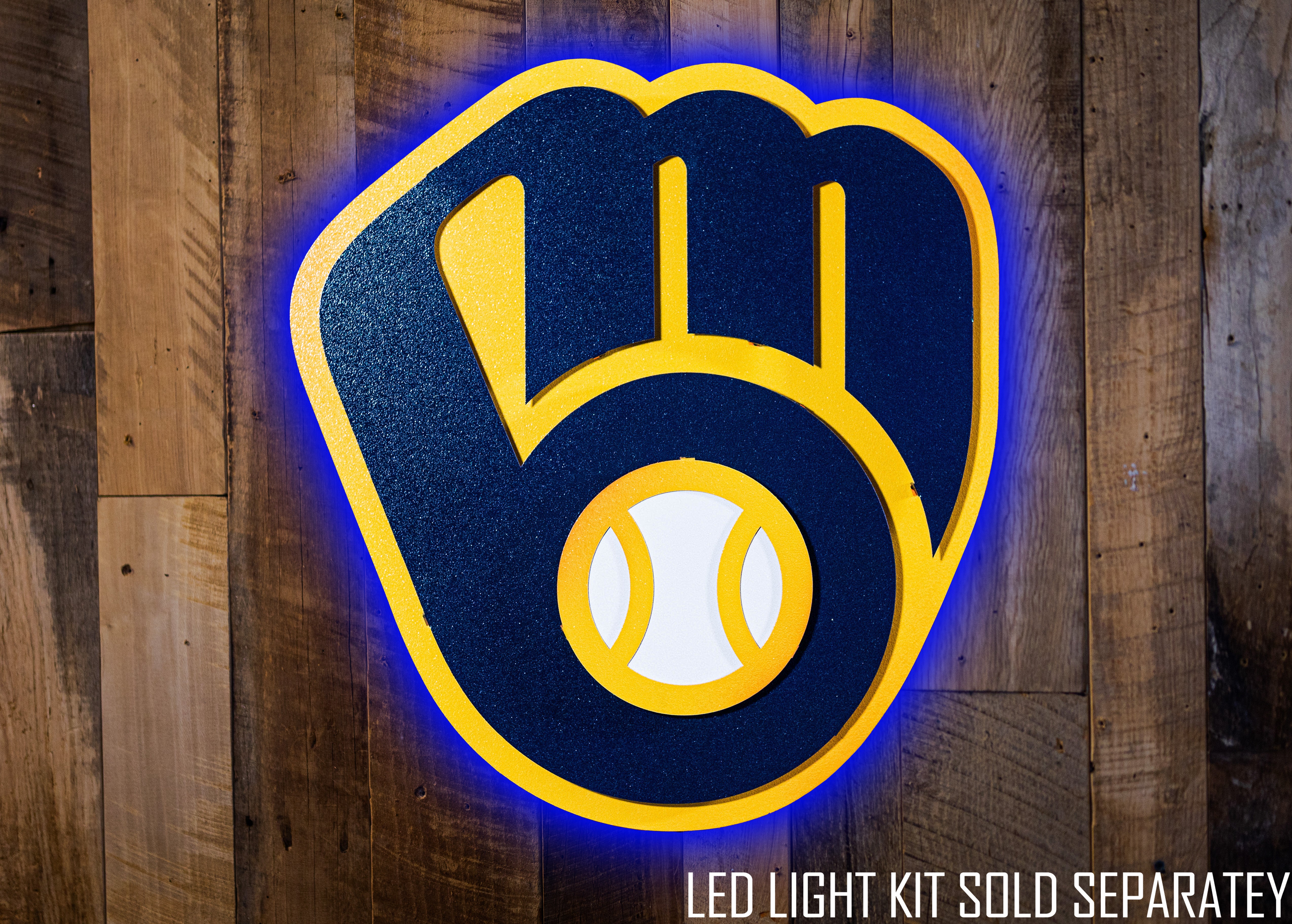 Milwaukee Brewers Current "BALL-IN-GLOVE" 3D Vintage Metal Wall Art