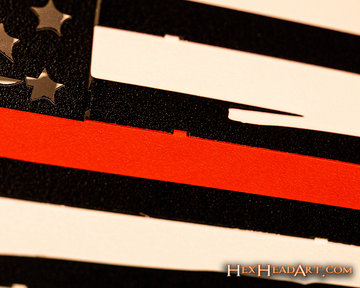 Tattered American Flag - Thin Red Line 3D Metal Wall Art