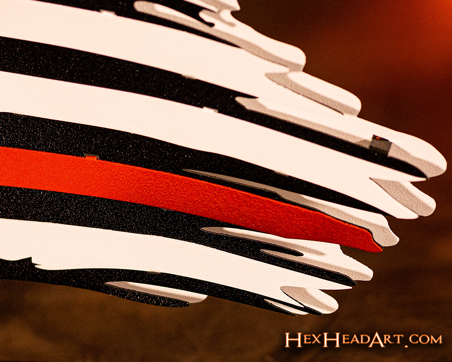 Tattered American Flag - Thin Red Line 3D Metal Wall Art