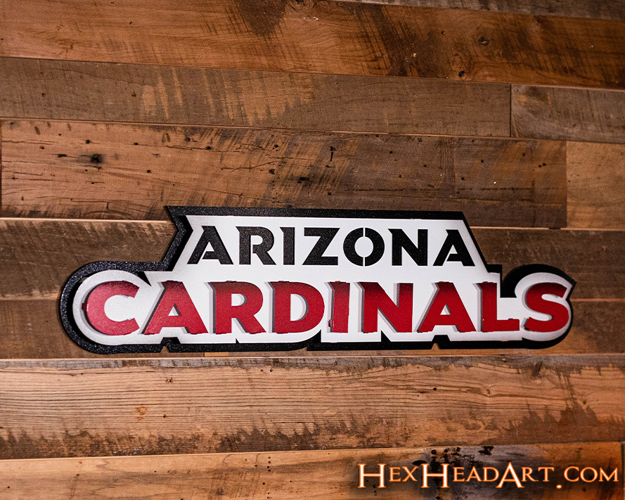 Arizona Cardinals Mascot 3D Vintage Metal Wall Art – Hex Head Art