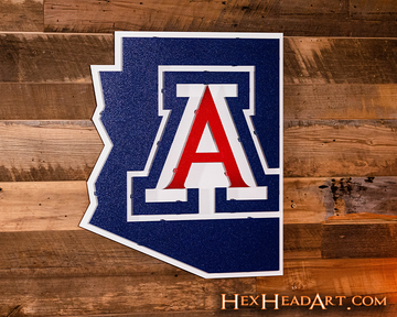Arizona Wildcats  "A on STATE"  3D Vintage Metal Wall Art