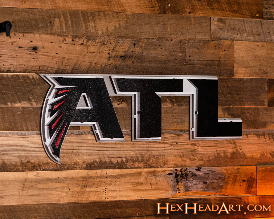 Atlanta Falcons RETRO Dirty Bird Original White 3D Vintage Metal Wall Art  - Hex Head Art