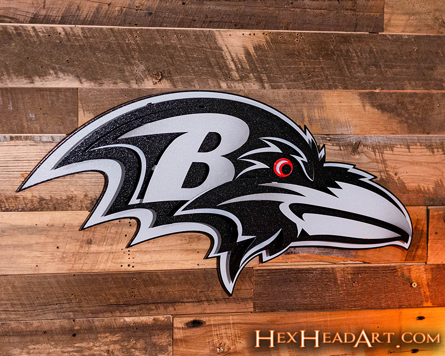 MONOCHROME - Baltimore Ravens "Raven Mascot" 3D Vintage Metal Wall Art