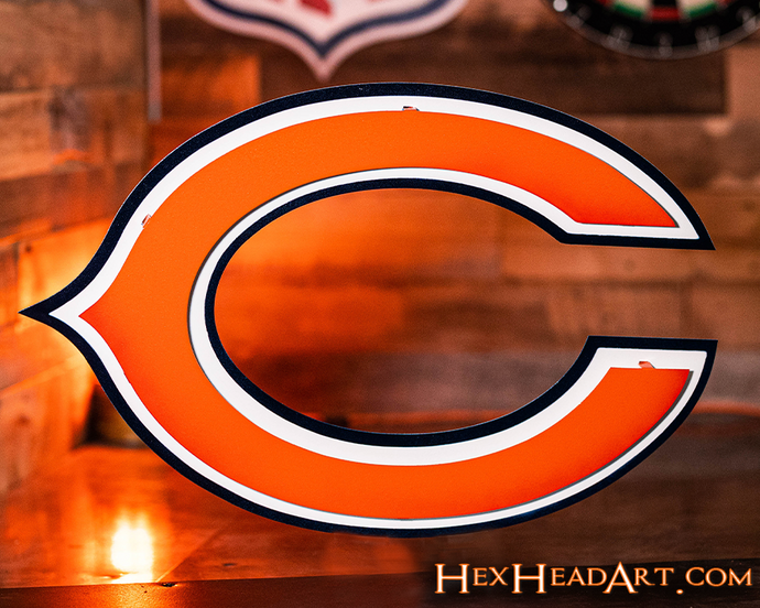 Chicago Bears 46 Distressed Wood Oval Sign - Sports Unlimited