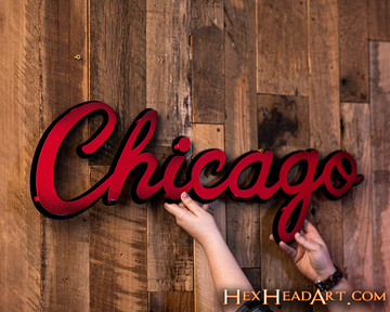 Chicago Bulls Script Vintage 3D Metal Wall Art