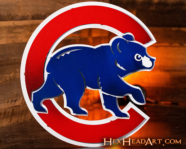 Chicago Cubs World Series Champions 2016 3D Metal Artwork Hex Head Art