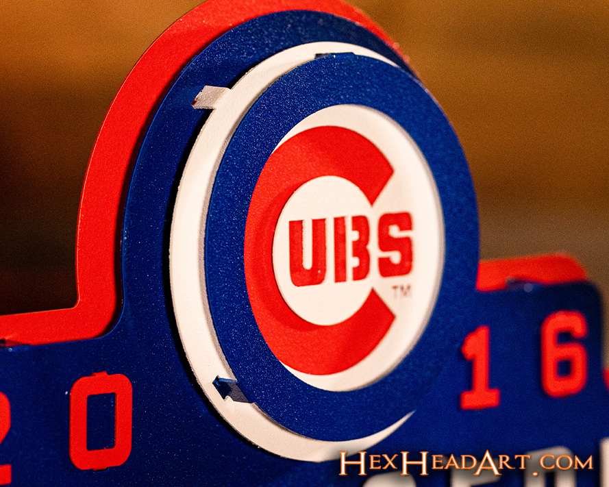 Chicago Cubs World Series Champions 2016 3D Metal Artwork Hex Head Art