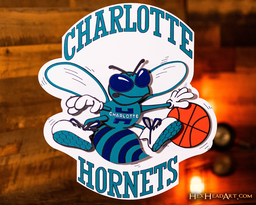 Charlotte Hornets 1988-2002 RETRO 3D Vintage Metal Wall Art