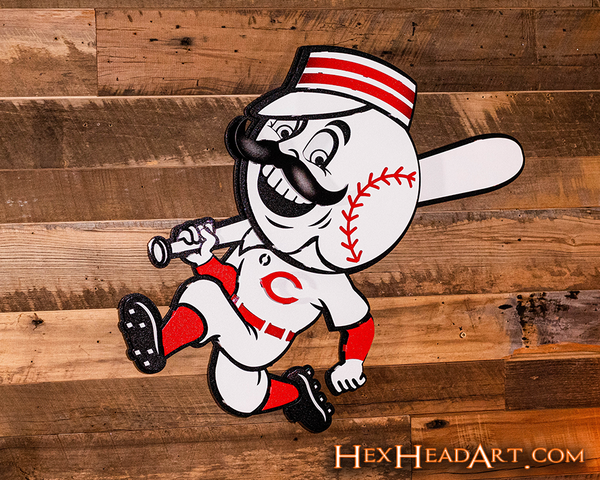 Cincinnati Reds Mr. Red 3D Metal Artwork – Hex Head Art