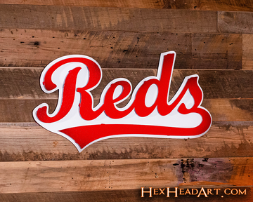 Cincinnati Script "REDS" Vintage Metal Wall Art