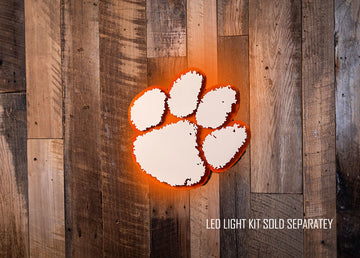 Clemson Tigers PAW - White on Orange 3D Vintage Metal Wall Art
