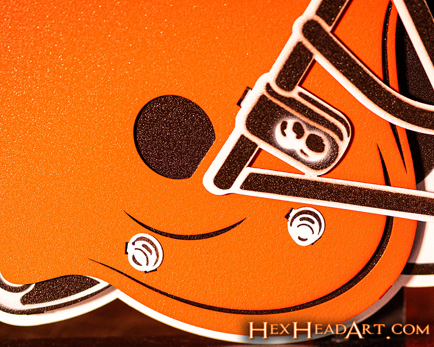BLITZ Collection - 8 Layer Cleveland Browns Helmet 3D Vintage Metal Wall Art