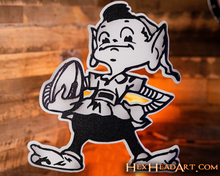 Load image into Gallery viewer, MONOCHROME - Cleveland Browns &quot;Brownie&quot; 3D Vintage Metal Wall Art
