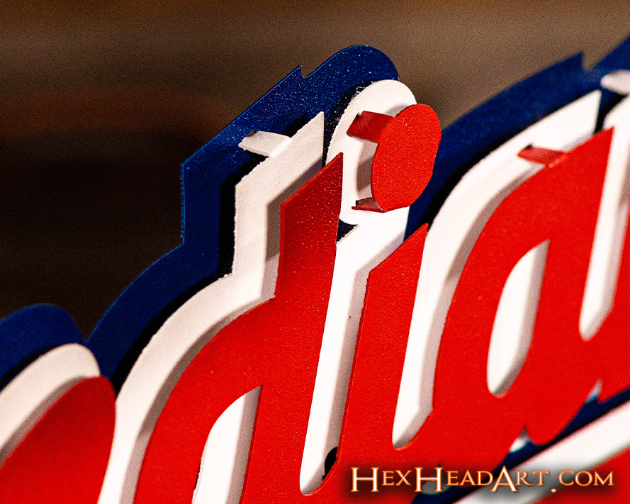 Cleveland Indians Script COOPERSTOWN RETIRED Logo 3D Metal Wall Art