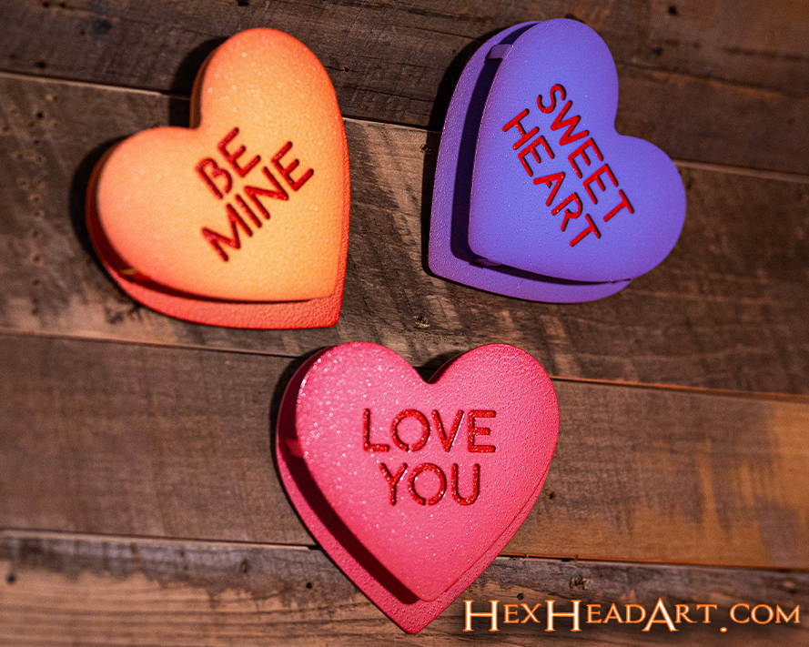 Be My Valentine Candy Hearts 3D Vintage Metal Wall Art Set of 3