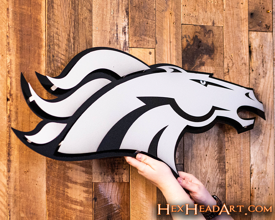 BLITZ Collection - 8 Layer Denver Broncos Helmet 3D Vintage Metal Wall –  Hex Head Art