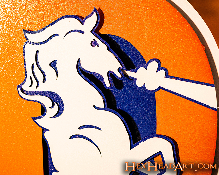 Denver Broncos Retro 1993-96 D 3D Vintage Metal Wall Art – Hex Head Art