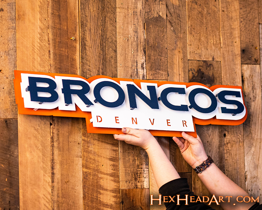 Denver Broncos Namemark 3D Vintage Metal Wall Art