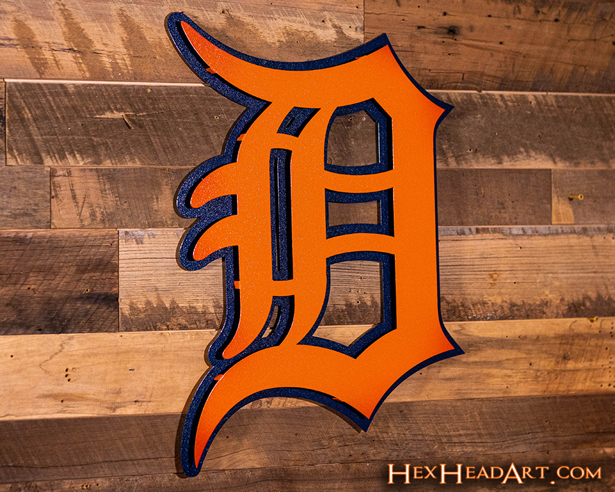 Detroit Tigers "D" - Orange/Navy 3D Vintage Metal Wall Art