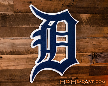 Detroit Tigers "D" - Navy/White 3D Vintage Metal Wall Art