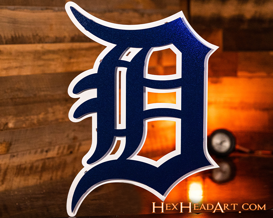 Blue Detroit Tigers 23'' x 16.5'' 3D Logo Sign