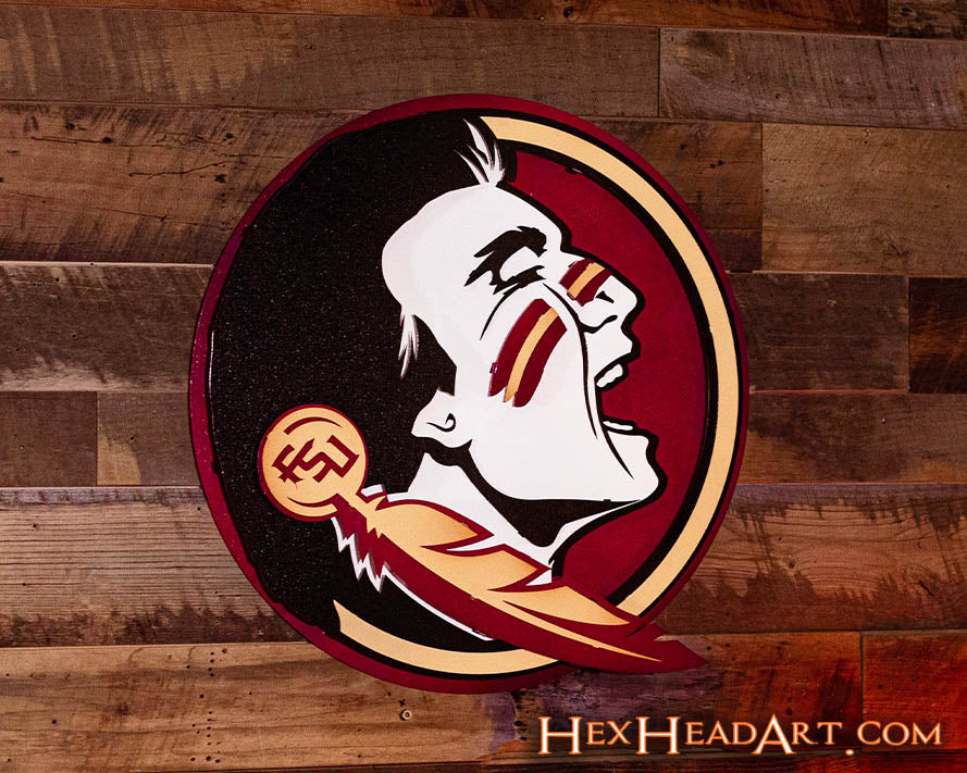 Florida State Seminole Crest 3D Vintage Metal Wall Art