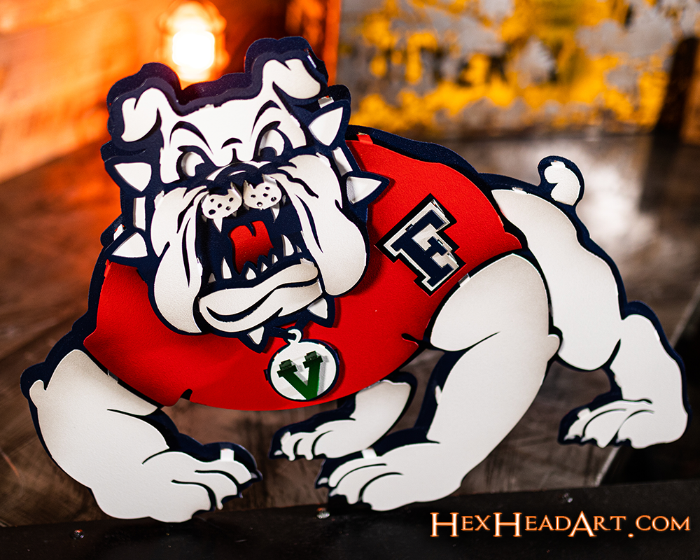 Fresno State "Victor E. Bulldog" Mascot 3D Metal Art