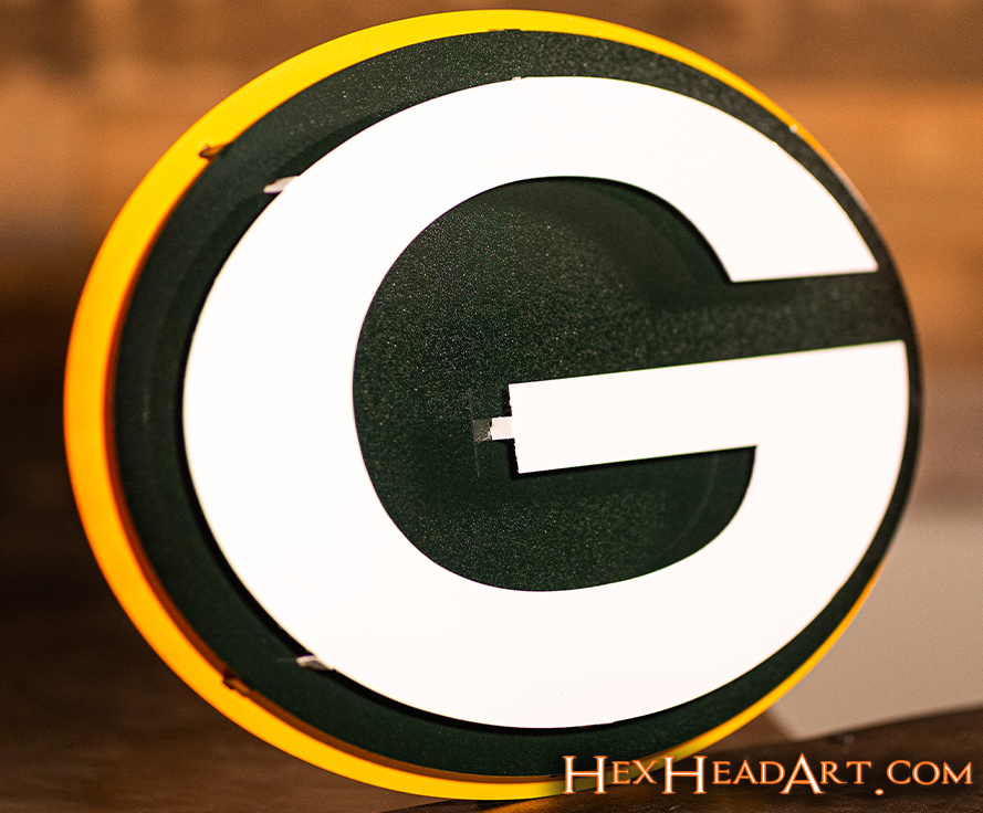 Left View Green Bay Packers "G" 3D Metal Wall Art