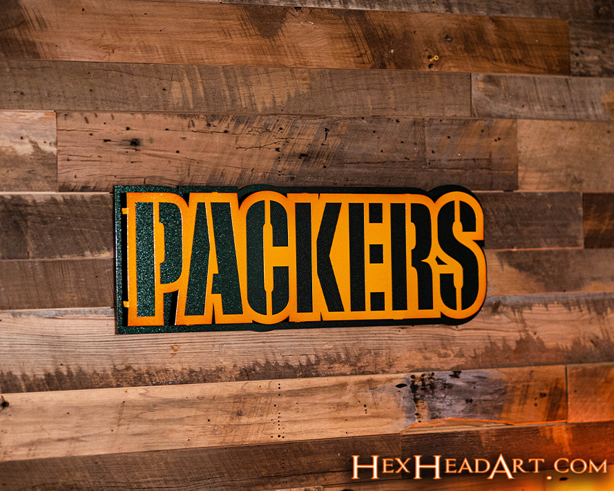 Green Bay Packers PACKERS 3D Vintage Metal Wall Art - Hex Head Art