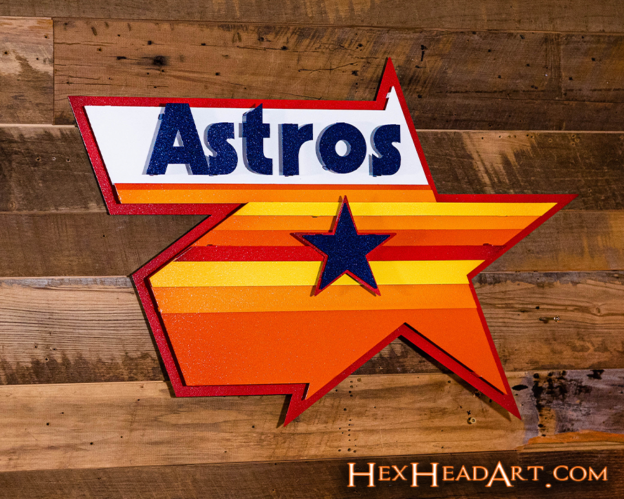 Houston Astros Retro Logo 3D Metal Metal Wall Art