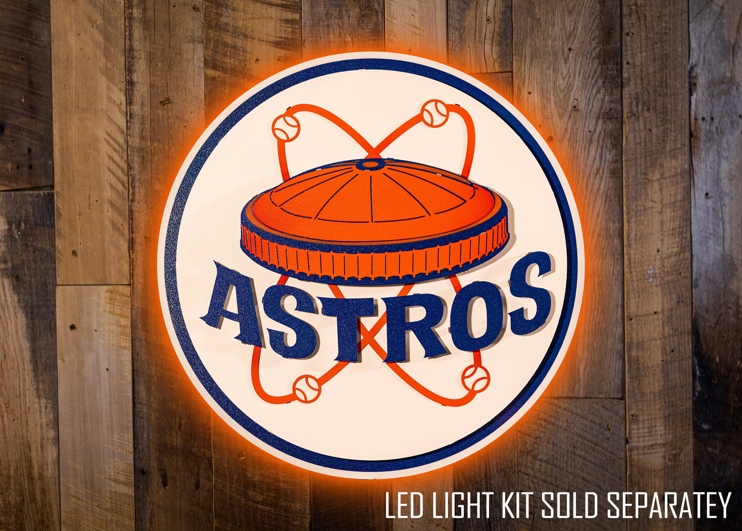 Houston Astros Retro Logo 3D Metal Artwork – Hex Head Art