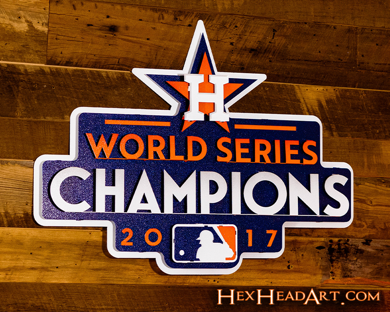 Houston Astros World Series Champions 3D Metal Artwork – Hex Head Art