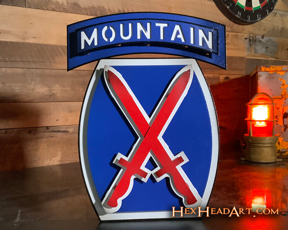 US Army 10th Mountain Patch 3D Metal Wall Art