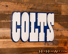 Load image into Gallery viewer, Indianapolis Colts &quot;COLTS&quot; 3D Vintage Metal Wall Art
