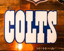 Load image into Gallery viewer, Indianapolis Colts &quot;COLTS&quot; 3D Vintage Metal Wall Art
