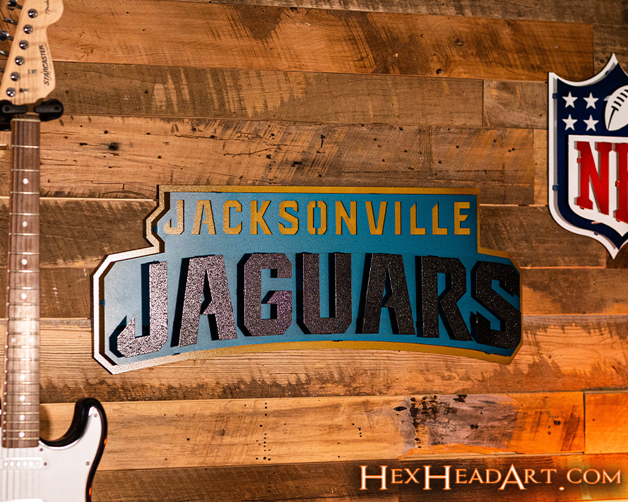 Jacksonville Jaguars Namemark 3D Vintage Metal Wall Art