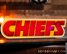 Load image into Gallery viewer, Kansas City Chiefs &quot;CHIEFS&quot; Team 3D Vintage Metal Wall Art
