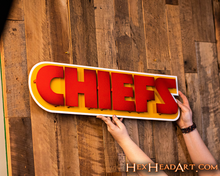 Load image into Gallery viewer, Kansas City Chiefs &quot;CHIEFS&quot; Team 3D Vintage Metal Wall Art

