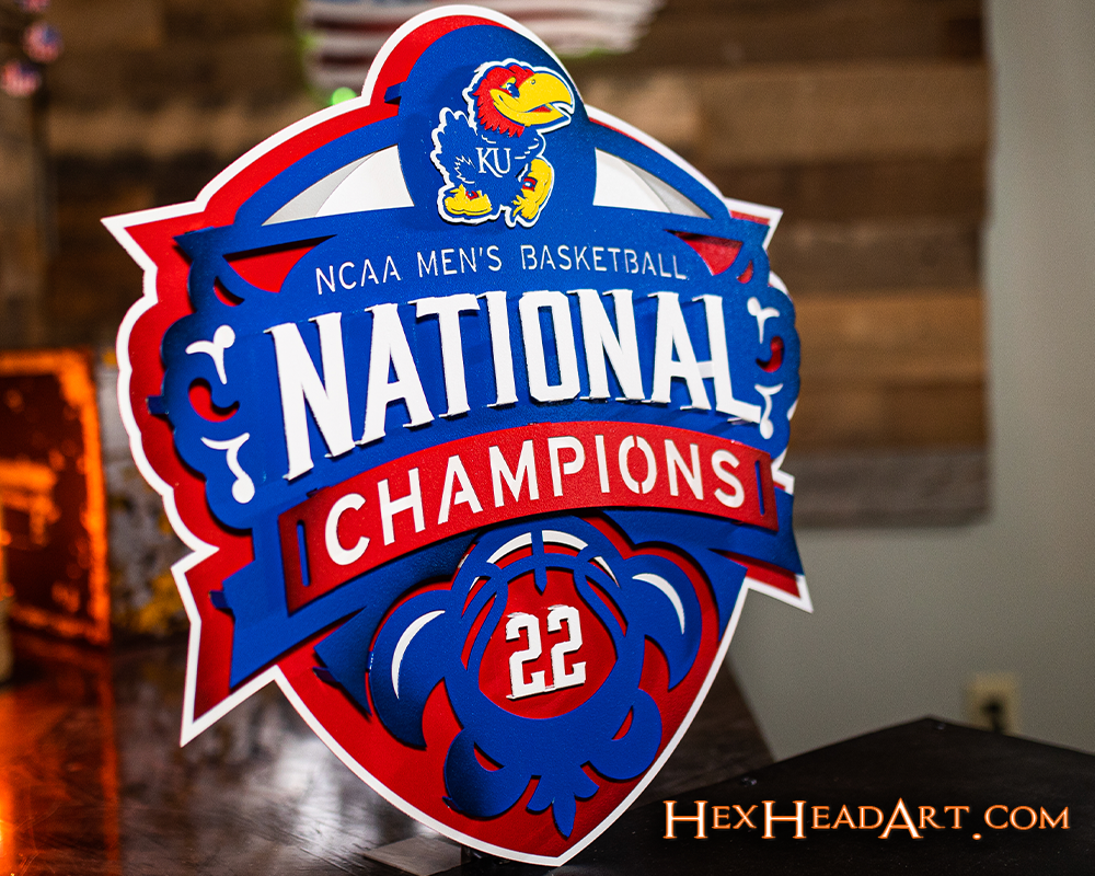 Kansas Jayhawks "2022 NCAA BASKETBALL NATIONAL CHAMPIONS"  3D Vintage Metal Wall Art