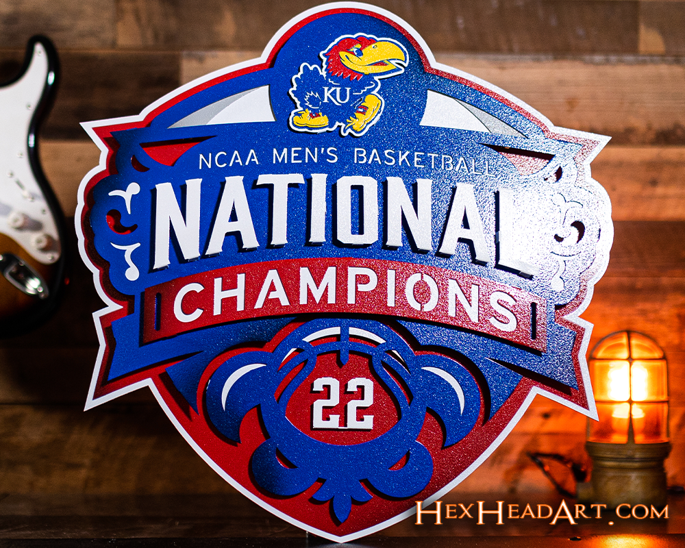 Kansas Jayhawks "2022 NCAA BASKETBALL NATIONAL CHAMPIONS"  3D Vintage Metal Wall Art