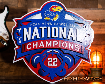 Kansas Jayhawks "2022 NCAA BASKETBALL NATIONAL CHAMPIONS"  3D Vintage Metal Wall Art